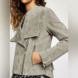 NWT  BCBGeneration SzS WIDE LAPEL ZIP CLOSURE SUEDE JACKET-L